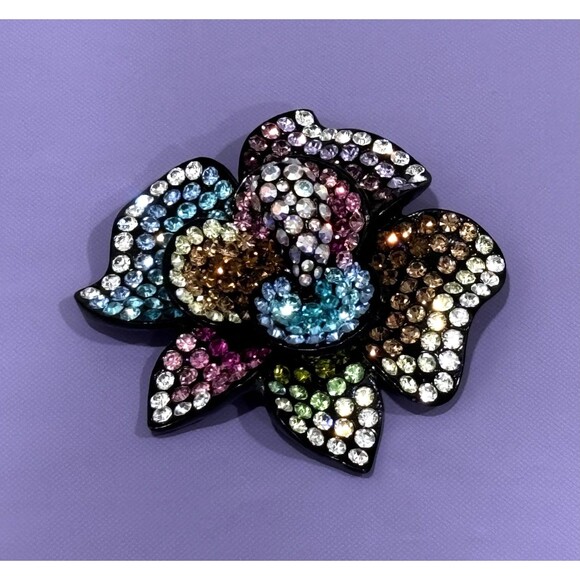 Kirks Folly Dream Flower Brooch Multicolor Pave Crystal Pin Pendant HSN - Picture 5 of 14